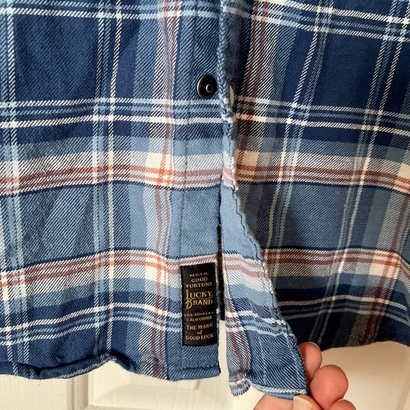 Lucky Brand Men's Flannel Shirt Plaid Long Sleeve Pearl Snap Western Size XL/TG - Picture 3 of 7